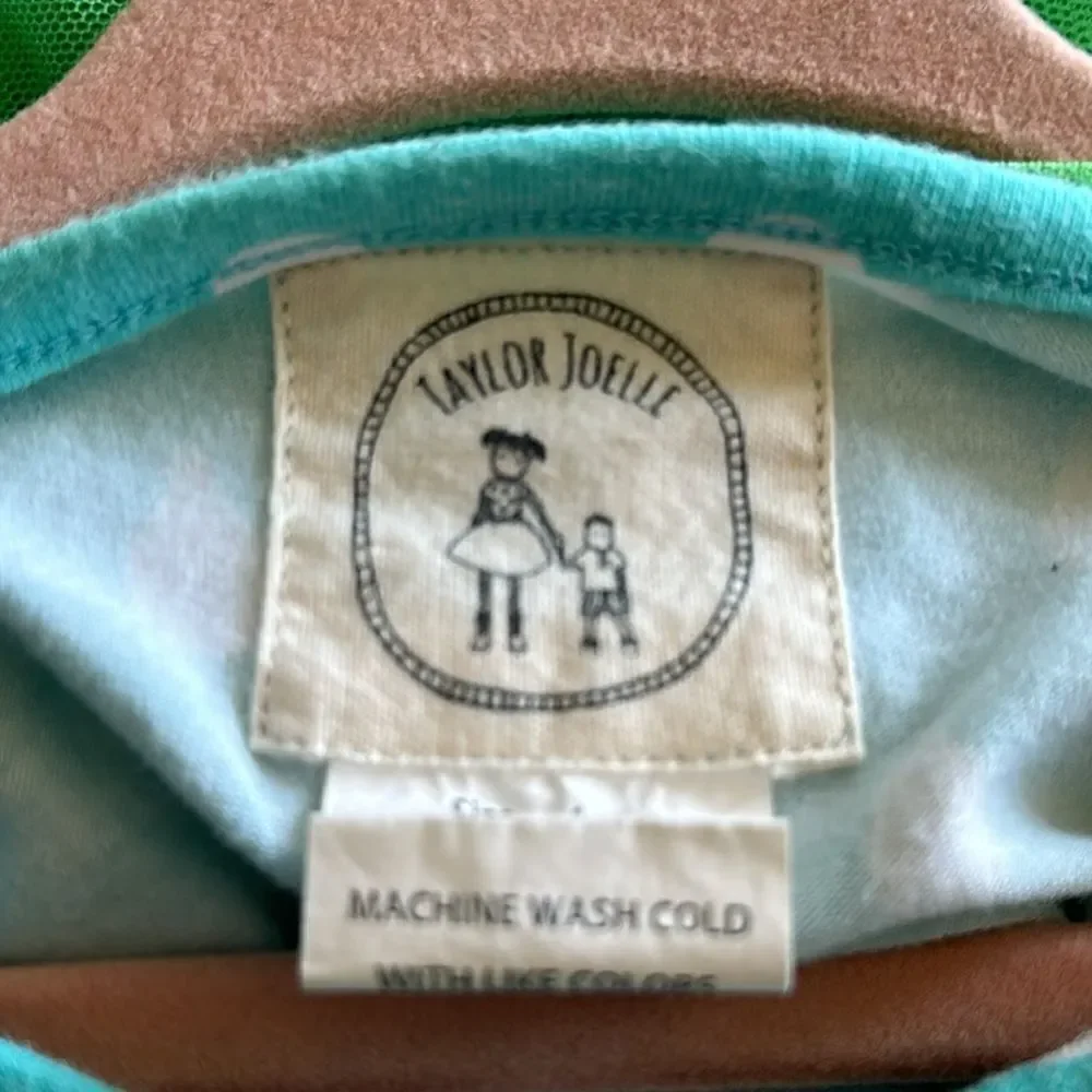 Taylor Joelle Little Girls Dress - Aqua & White Top with Green Tutu Style Bottom